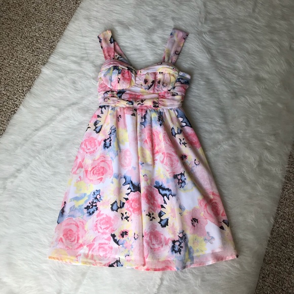 Candies Pink Floral Water Color Dress - Picture 2 of 6